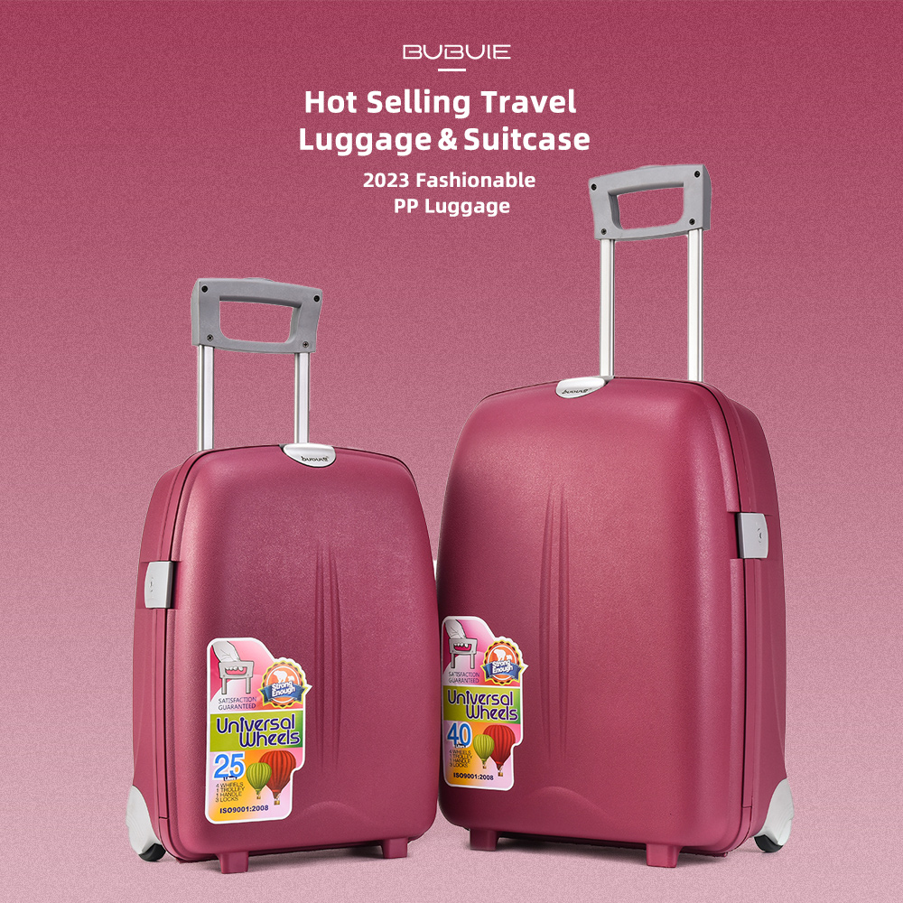 18英寸至22英寸防水旅行锁行李箱，PP材质拉杆箱，带轮子，男女皆宜，硬质手提行李箱