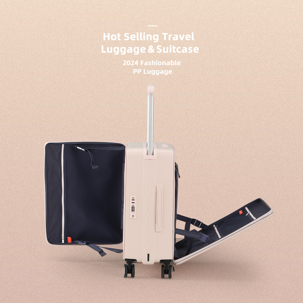 PP四轮旋转拉链行李箱，广交会流行款式，20英寸和25英寸时尚拉杆箱