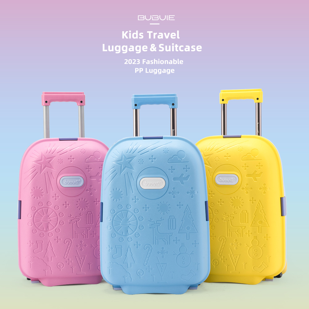 Colorful Suitcase for Kids PP Carry on Luggage 17inch Smart Kids Mini Lock Suitcase School Rolling Bags