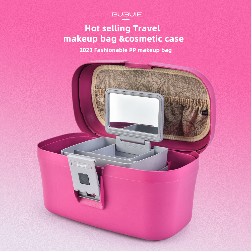 14 inch Portable Women Cosmetic Bag traveling popular style makeup bag cosmetic case with mirror on sale